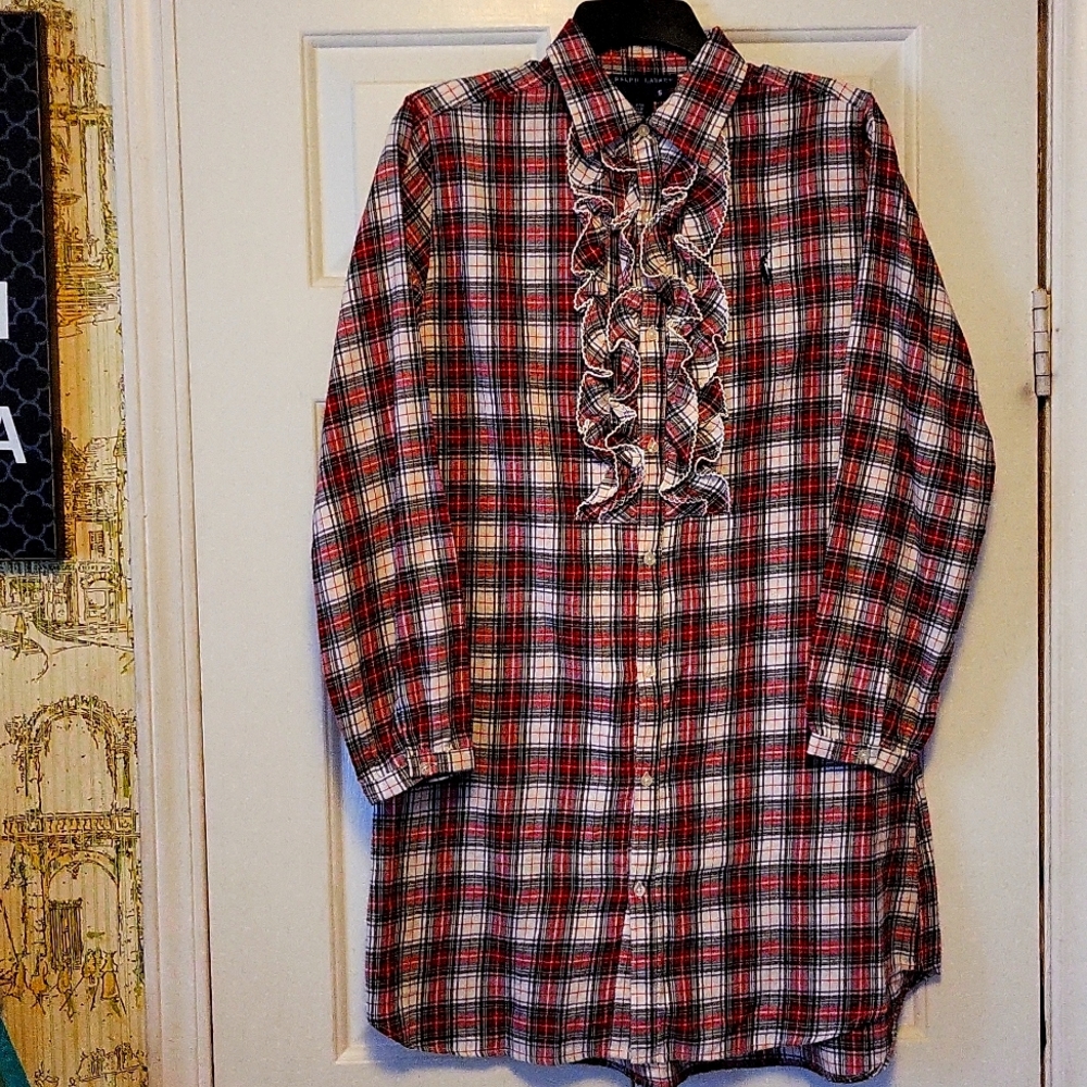Ralph Lauren Red Plaid Midi Dress